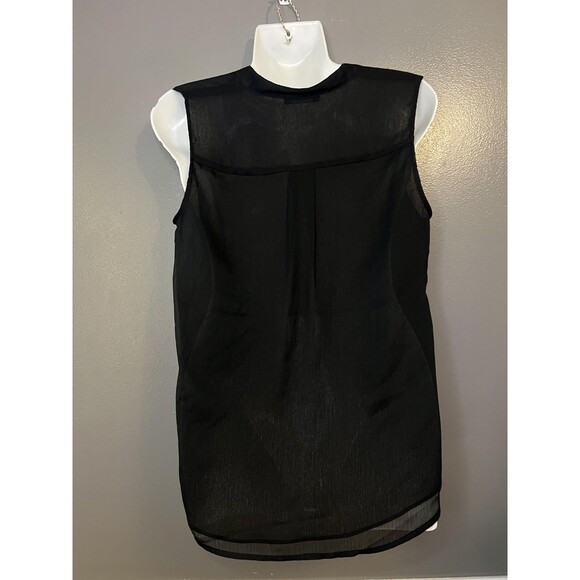 Tommy Hilfiger Blouse Womens Small Black Sheer Ruffle Sleeveless Top Chiffon - Picture 4 of 7